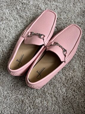 Amazon Pink Men's Slip-On Loafers with Silver Bit